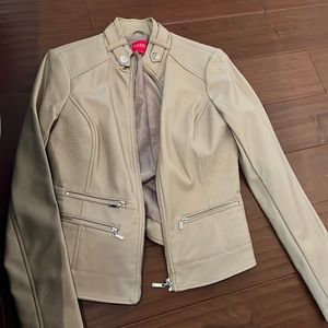 beige guess leather jacket
